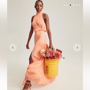 LAST! Veronica Beard Lilliana Maxi Dress Bright Coral Halter NEW